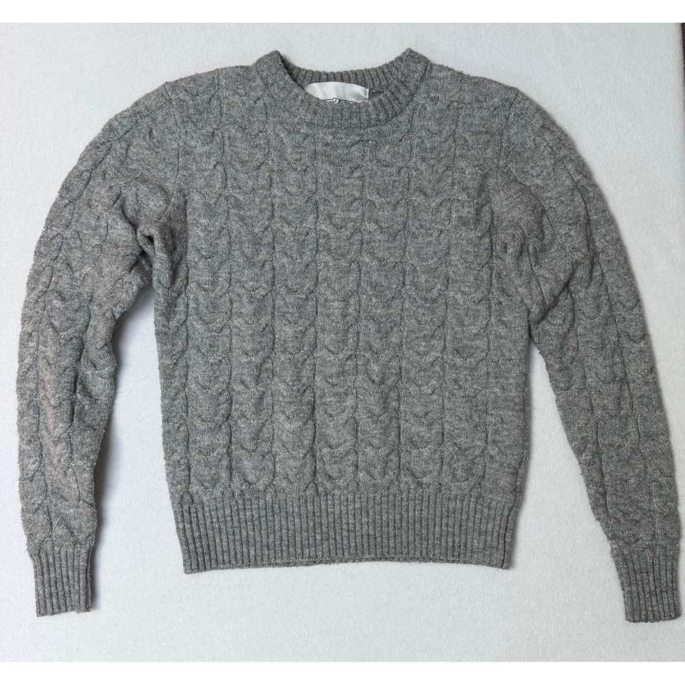Reserve Fairfax Womens Cable Knit Sweater Gray Crew Neck SWJR3118 Small